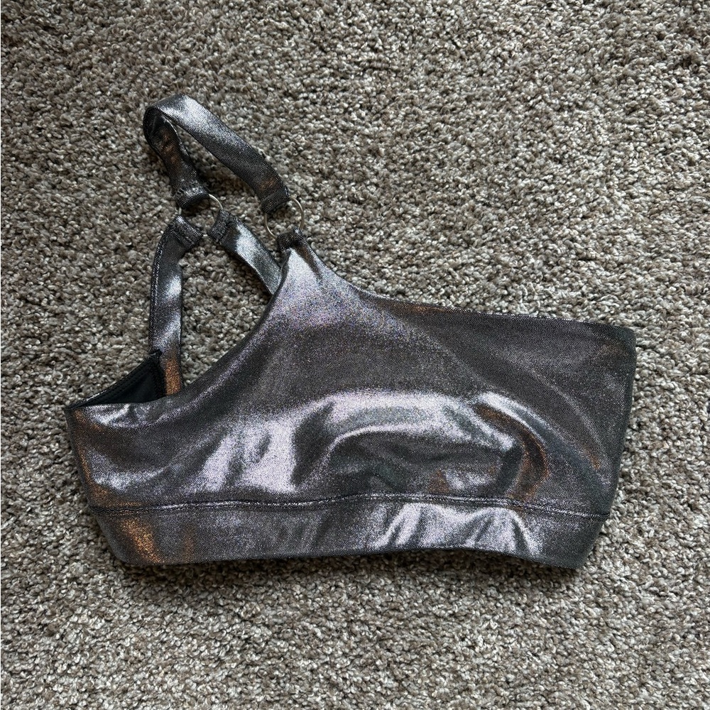 Shiny Metallic Heroine Sport one shoulder Sports Bra s